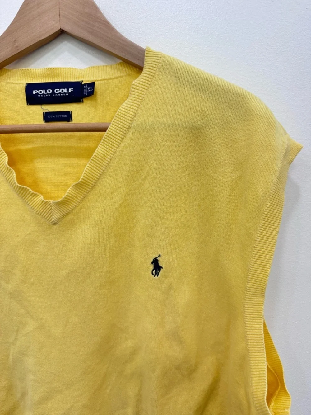 Vintage Polo Ralph Lauren Vest 100% Cotton Size XL yellow preppy